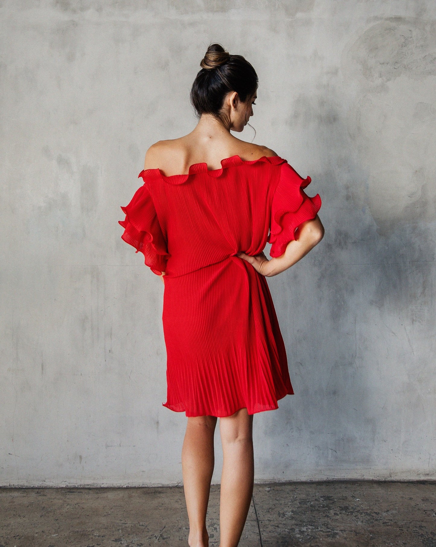 Lorraine Dress in Crimson