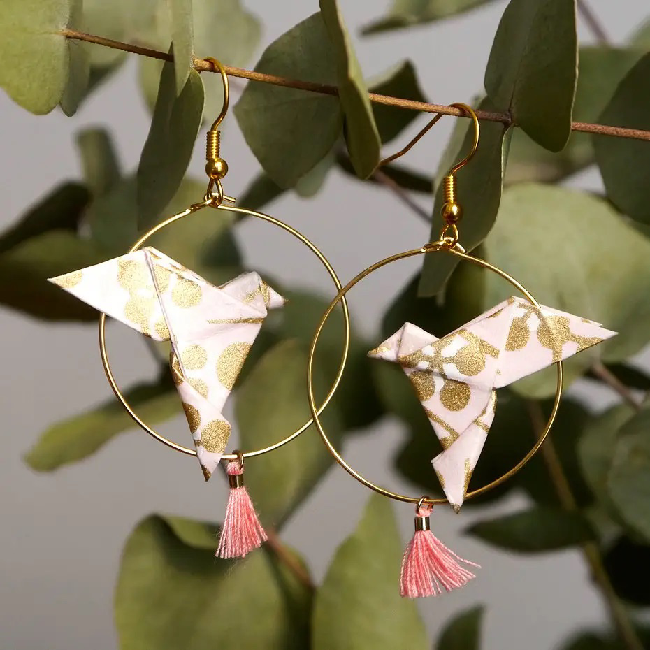 Blush Crane Hoops